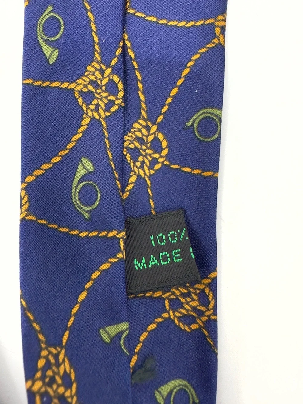Bottega Veneta Silk Tie Equestrian Rope Knot Horn Designer Blue Gold Italy